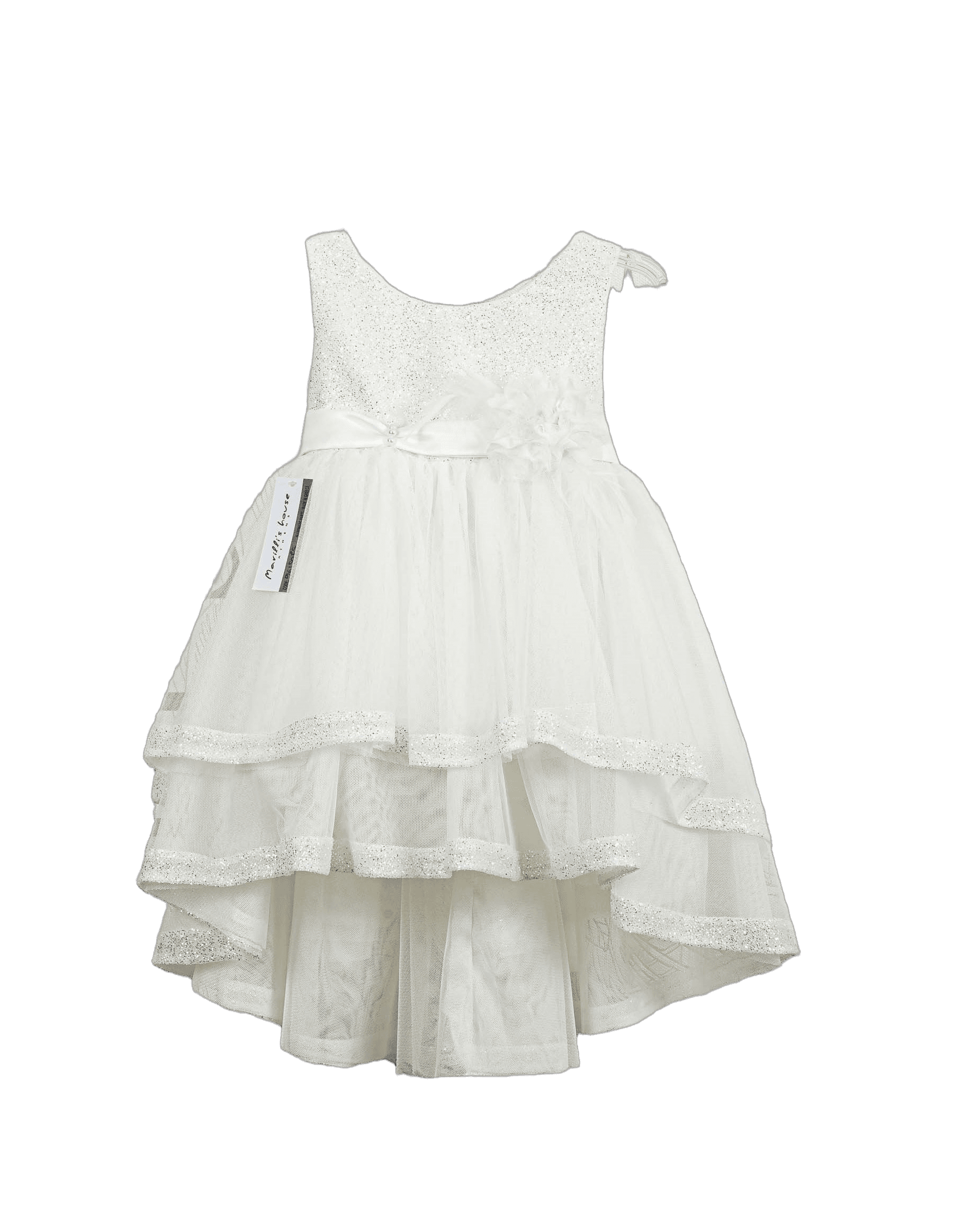 Βαπτιστικό Φόρεμα Παγιέτες Βολάν - Λευκό