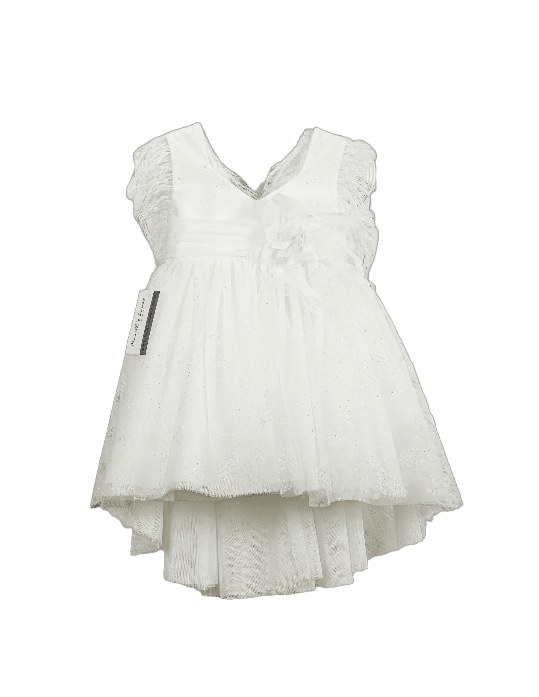 Βαπτιστικό Φόρεμα Πούπουλα V-Neck - Λευκό